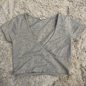 Gray Cotton On V Neck Crop top